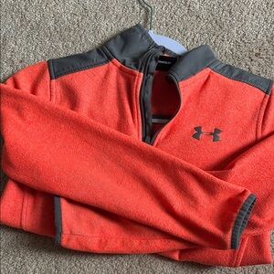 Under Armour Red and Gray Quarter-Zip Jacket with Logo